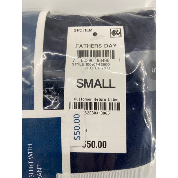 Club Room Men's Size Small Pajama Set Father's Day Jester Red Short Sleeve NEW - Picture 3 of 4